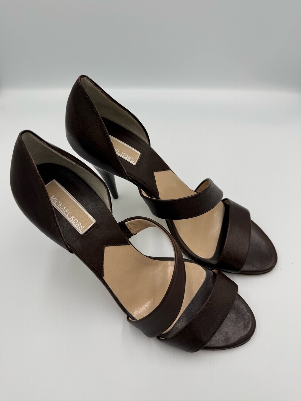 Michael Kors Dark Brown Leather Open-Toe Heels